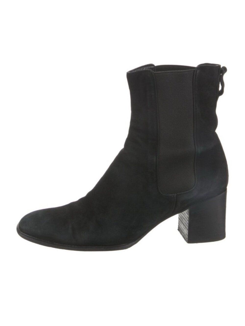 Gucci Authentic Solid Black Genuine Suede Leather Medium Heel Chelsea Boots 10